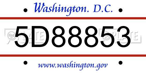 5D88853 District Of Columbia License Plate