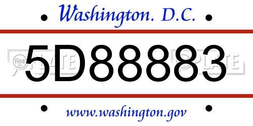 5D88883 District Of Columbia License Plate