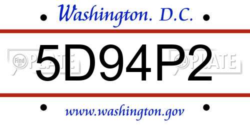 5D94P2 District Of Columbia License Plate