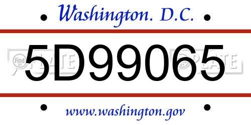 5D99065 District Of Columbia License Plate