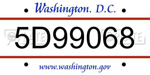 5D99068 District Of Columbia License Plate