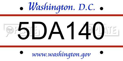 5DA140 District Of Columbia License Plate