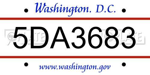5DA3683 District Of Columbia License Plate