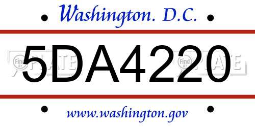 5DA4220 District Of Columbia License Plate