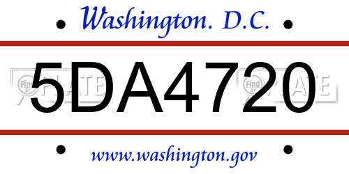 5DA4720 District Of Columbia License Plate
