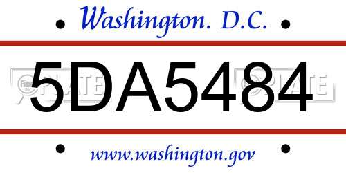 5DA5484 District Of Columbia License Plate