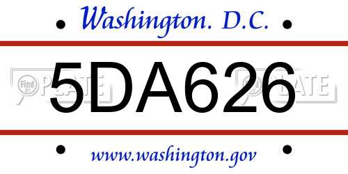 5DA626 District Of Columbia License Plate