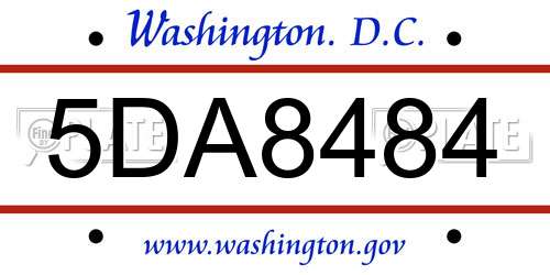 5DA8484 District Of Columbia License Plate