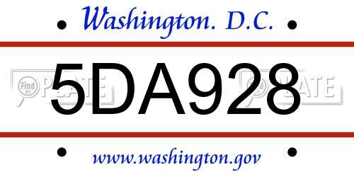 5DA928 District Of Columbia License Plate