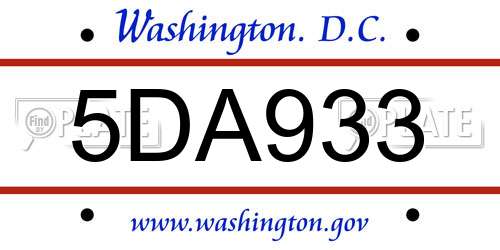 5DA933 District Of Columbia License Plate