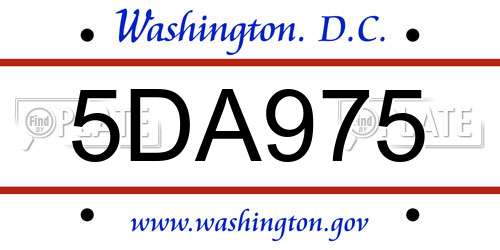 5DA975 District Of Columbia License Plate