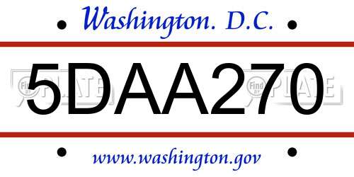 5DAA270 District Of Columbia License Plate