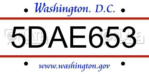 5DAE653 District Of Columbia License Plate