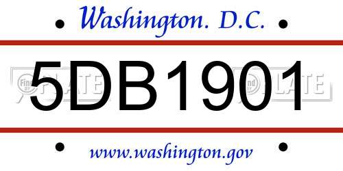5DB1901 District Of Columbia License Plate