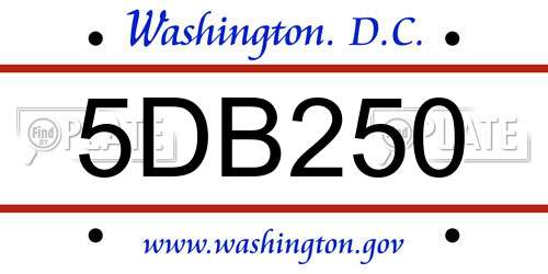5DB250 District Of Columbia License Plate