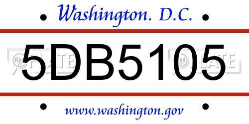 5DB5105 District Of Columbia License Plate