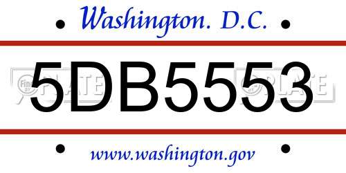 5DB5553 District Of Columbia License Plate