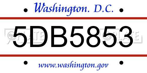 5DB5853 District Of Columbia License Plate