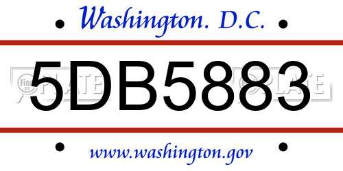 5DB5883 District Of Columbia License Plate