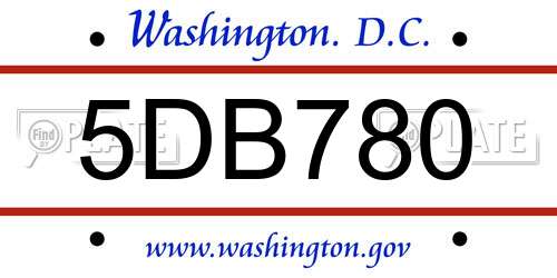 5DB780 District Of Columbia License Plate
