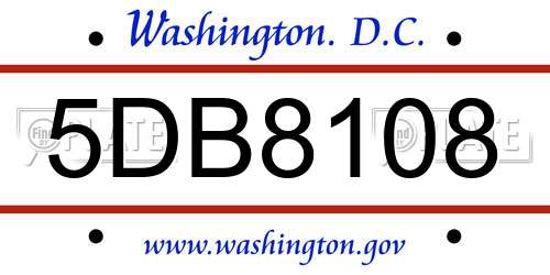 5DB8108 District Of Columbia License Plate