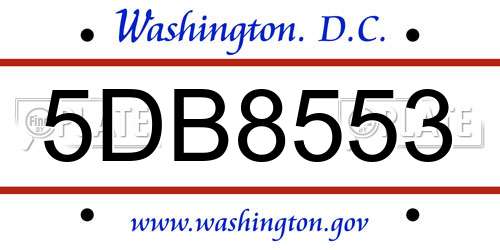 5DB8553 District Of Columbia License Plate