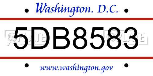 5DB8583 District Of Columbia License Plate