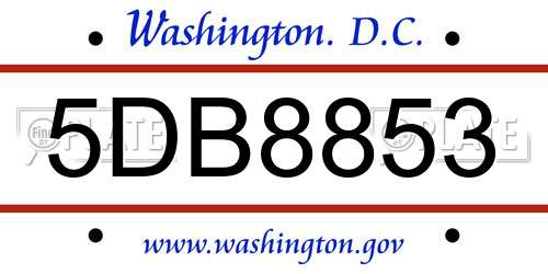 5DB8853 District Of Columbia License Plate