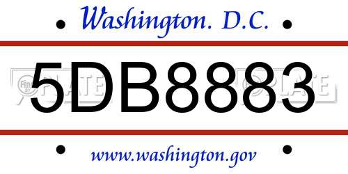 5DB8883 District Of Columbia License Plate