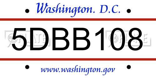 5DBB108 District Of Columbia License Plate