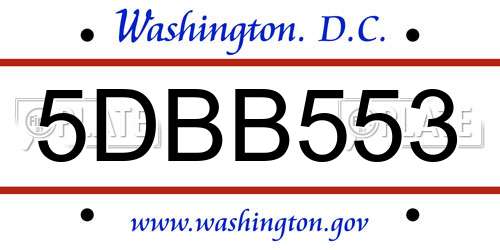 5DBB553 District Of Columbia License Plate
