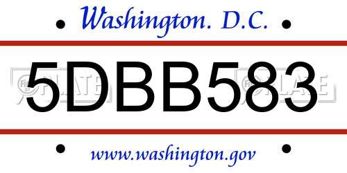 5DBB583 District Of Columbia License Plate
