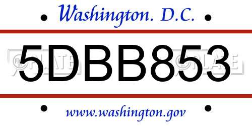 5DBB853 District Of Columbia License Plate