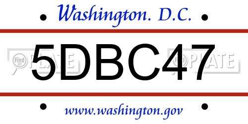 5DBC47 District Of Columbia License Plate