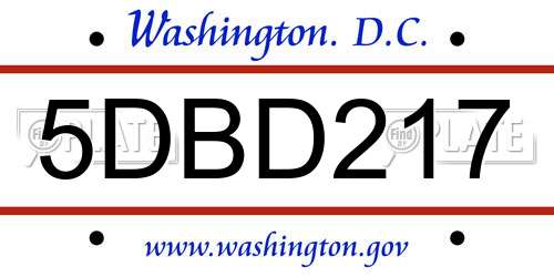 5DBD217 District Of Columbia License Plate