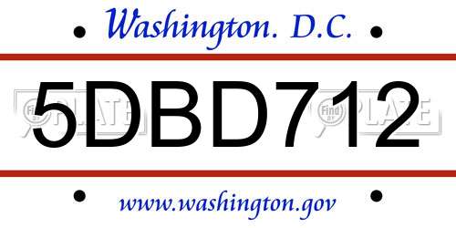 5DBD712 District Of Columbia License Plate