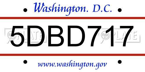 5DBD717 District Of Columbia License Plate
