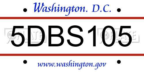 5DBS105 District Of Columbia License Plate