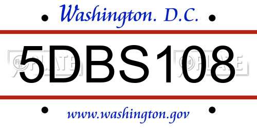 5DBS108 District Of Columbia License Plate