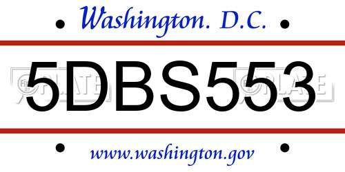 5DBS553 District Of Columbia License Plate
