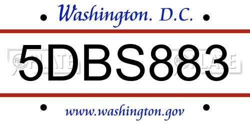 5DBS883 District Of Columbia License Plate