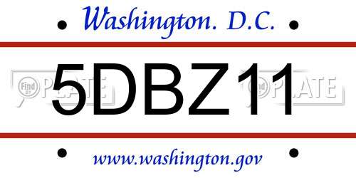 5DBZ11 District Of Columbia License Plate