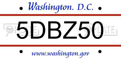 5DBZ50 District Of Columbia License Plate