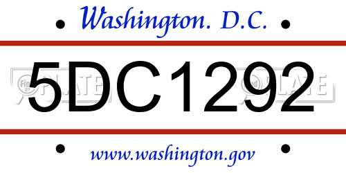 5DC1292 District Of Columbia License Plate