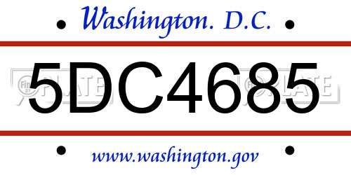 5DC4685 District Of Columbia License Plate