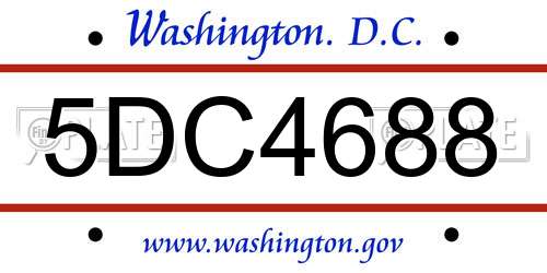 5DC4688 District Of Columbia License Plate
