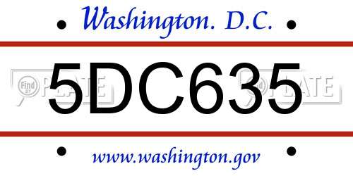 5DC635 District Of Columbia License Plate