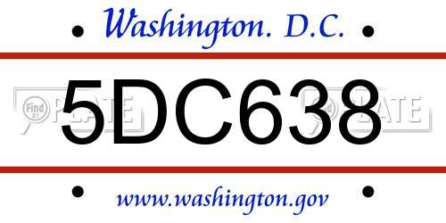5DC638 District Of Columbia License Plate