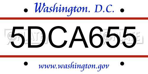 5DCA655 District Of Columbia License Plate