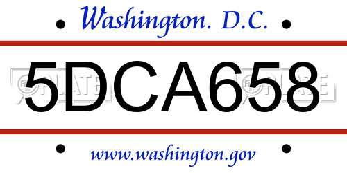 5DCA658 District Of Columbia License Plate
